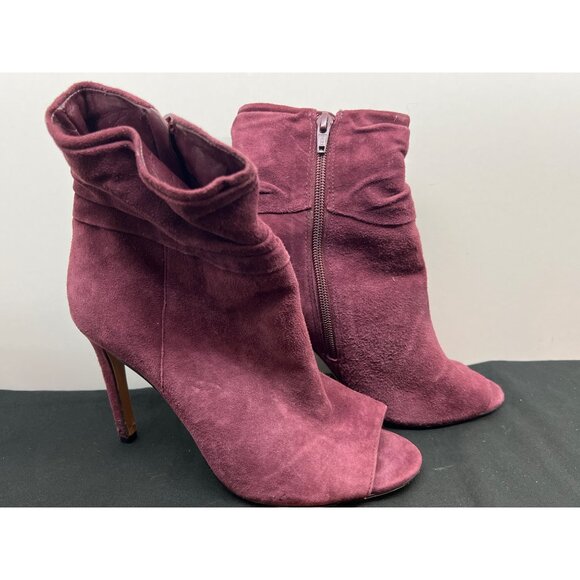 Vince Camuto Womens VC-Keyna Peep-Toe Ankle Booties Size 8M Plum Suede Leather U - Picture 3 of 11